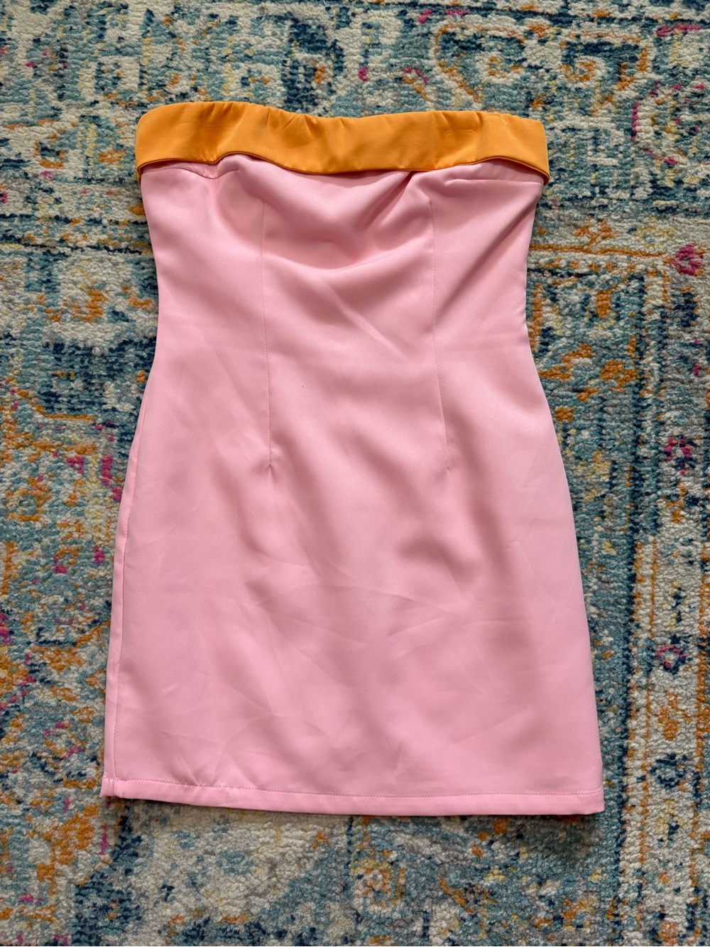 Princess Polly Strapless Pink Mini Dress with Orange Trim